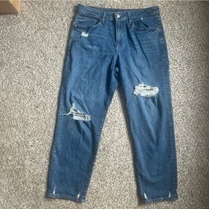 Express Blue Boyfriend Mid Rise Jeans Denim Casio Distressed 10